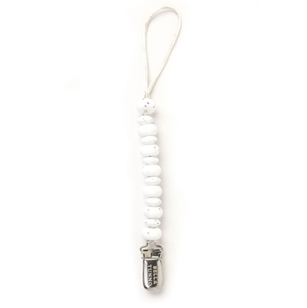 White Speckled Pacifier Clip